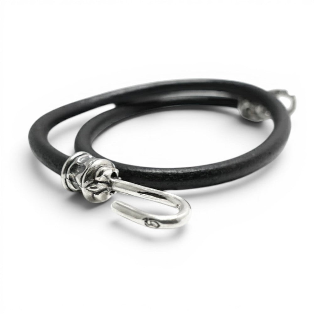 【GODSIZE ゴッドサイズ】GS-409LB LEATHER BRACELET PIPE HOOK BRACELET
