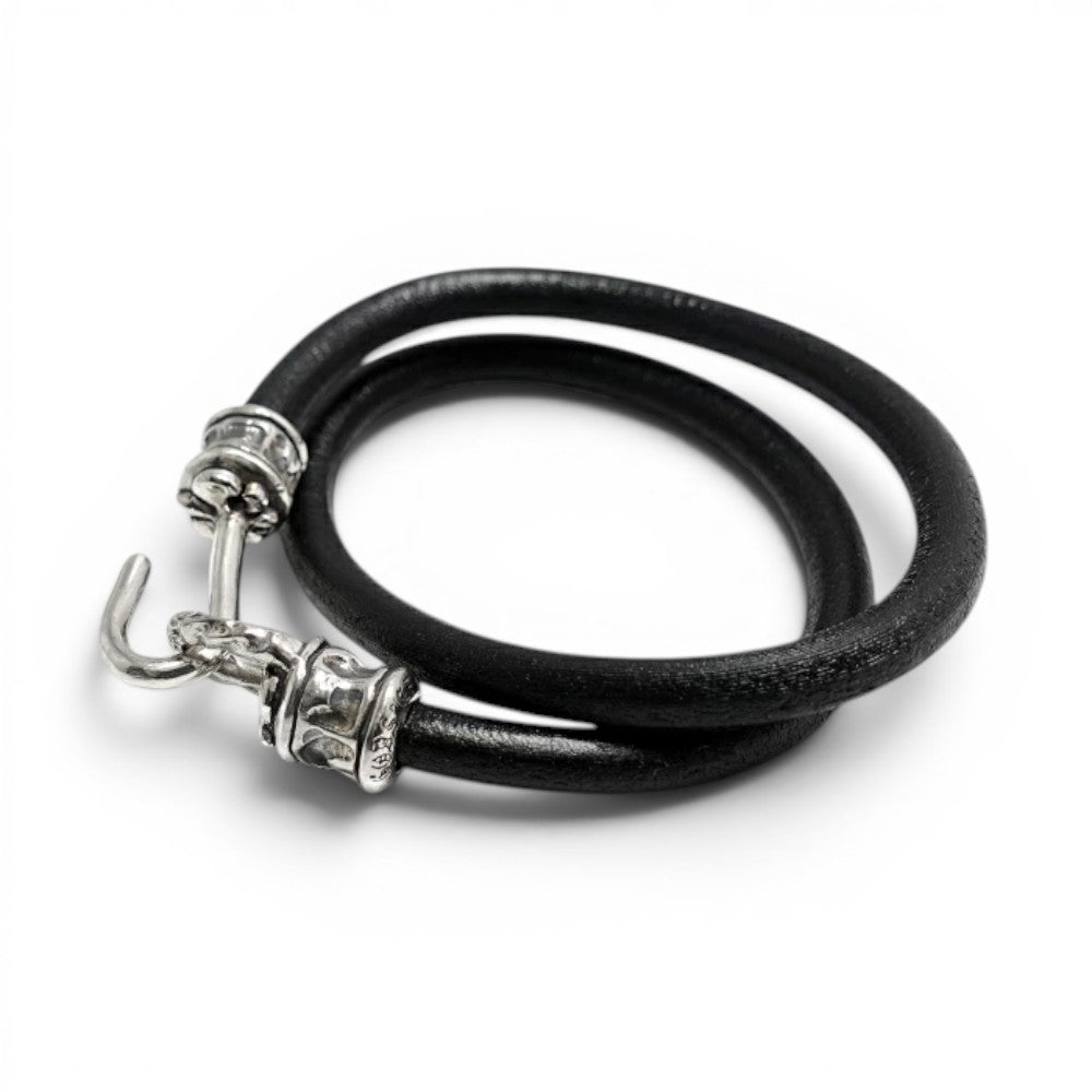 【GODSIZE ゴッドサイズ】GS-409LB LEATHER BRACELET PIPE HOOK BRACELET