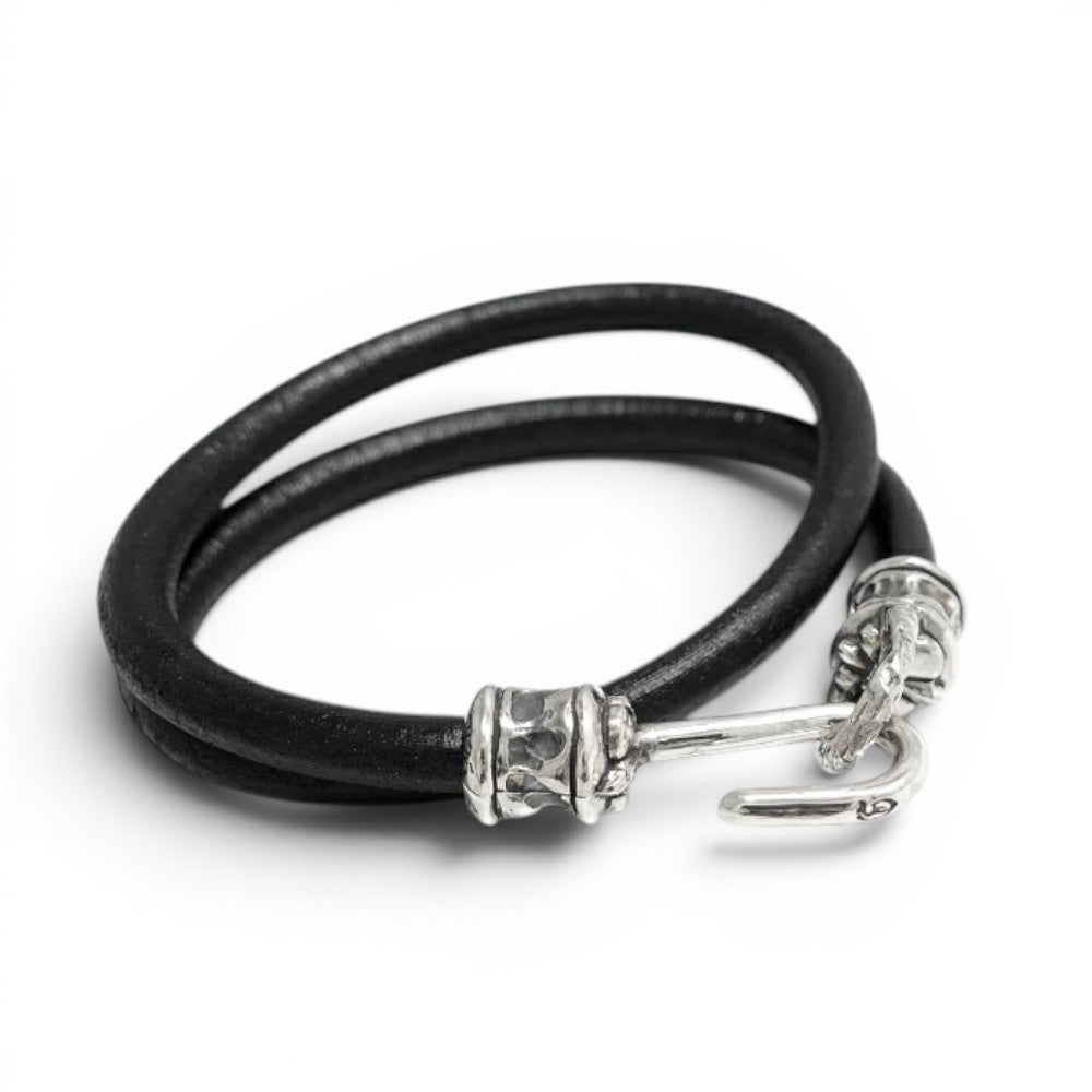 【GODSIZE ゴッドサイズ】GS-409LB LEATHER BRACELET PIPE HOOK BRACELET