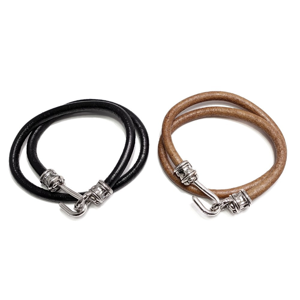 【GODSIZE ゴッドサイズ】GS-409LB LEATHER BRACELET PIPE HOOK BRACELET