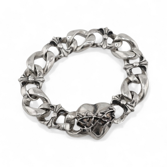 【GODSIZE ゴッドサイズ】GS-BCB-02 #1CHAIN BRACELET [BUTTERFLY] / Combination HEART CLASP バタフライチェーンブレスレット ハート クラスプ